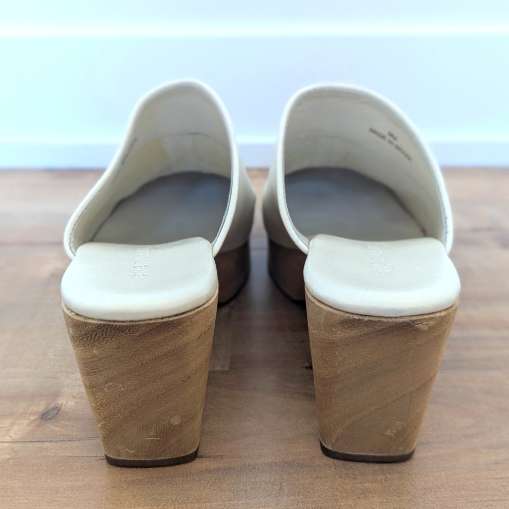 Everlane The Clog in Bone Leather with Wood Wedge Platform - Size 9 - Picture 4 of 11